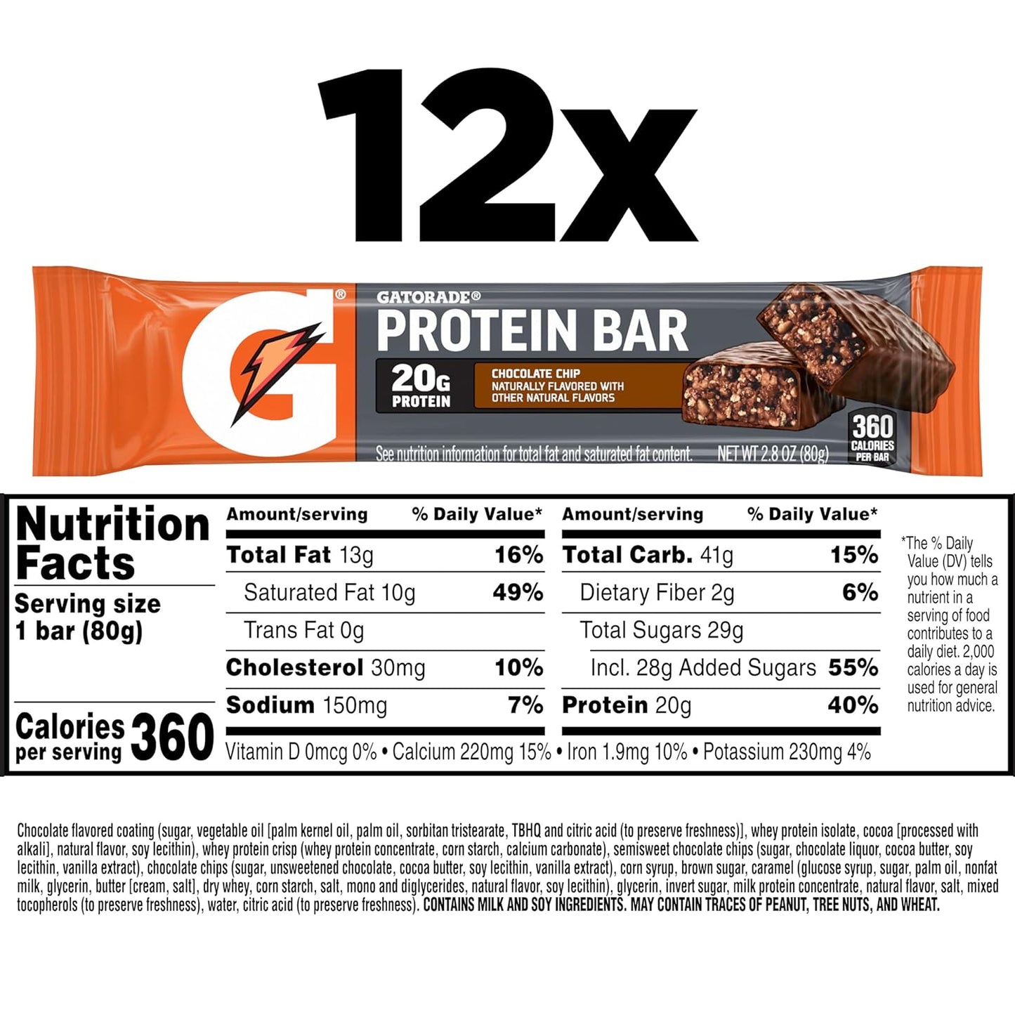 Gatorade Whey Protein Recover Bars, Chocolate Chip/Cookies & Cream/ Mint Chocolate Crunch