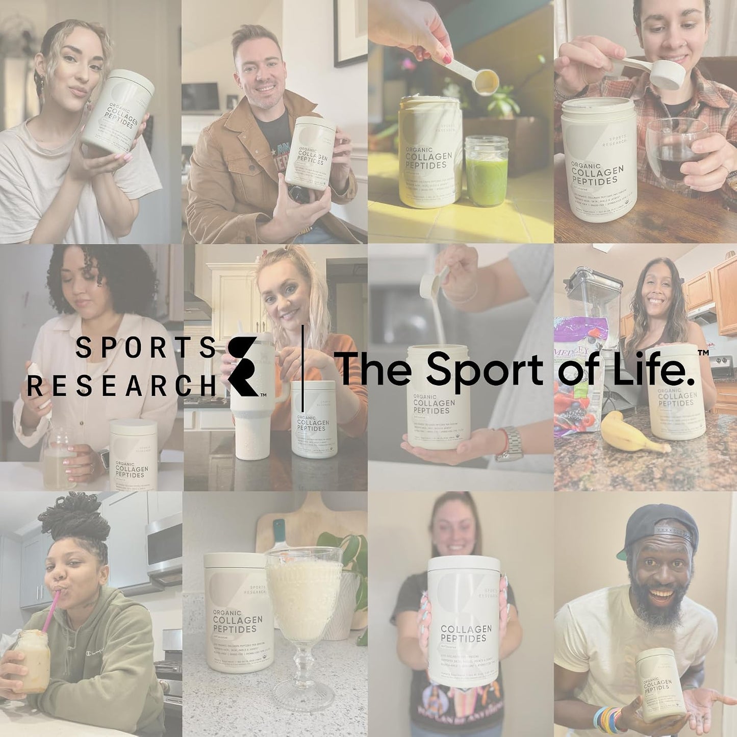 Sports Research® Collagen Peptides Protein Powder 16oz (Unflavored) | 11g Grass-Fed Collagen per Scoop · Hair, Skin & Joint Support · Easy to Mix in Coffee & Shakes - 41 Servings