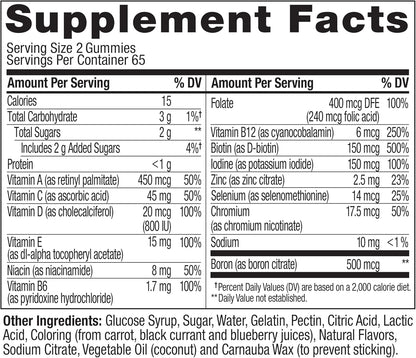 OLLY Women's Daily Multivitamin Gummy, Vitamins A, D, C, E, Biotin, Folic Acid, Adult Chewable Vitamin, Berry Flavor