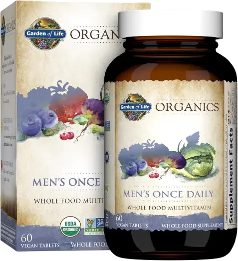 Garden of Life Once Daily Whole Food Multivitamin for Men, Organic Mens Vitamins & Minerals, Vitamin C, Zinc, Vegan, for Health & Well-Being