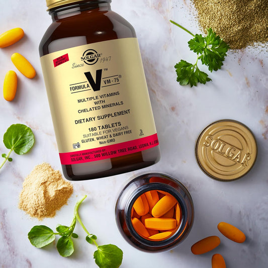 Solgar Formula VM-75, 90/180 Tablets - Multivitamin with Chelated Minerals - Vitamin A, B6, B12, C, D, E - Biotin, Magnesium, Calcium, Iron, Zinc - Vegan, Gluten Free, Dairy Free, Kosher - 90/180 Servings