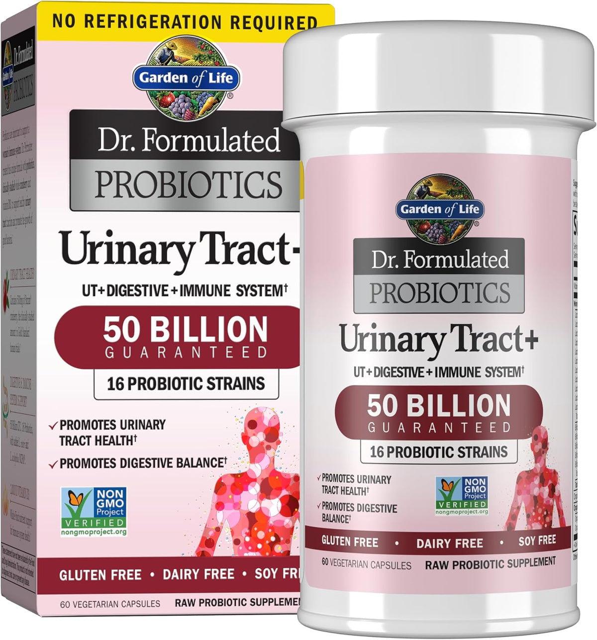 Garden of Life Dr. Formulated Probiotics Urinary Tract+ - 50 Billion CFU - Supports Digestive, Immune & Urinary Tract Health - Shelf Stable - 60 Vegetarian Capsules