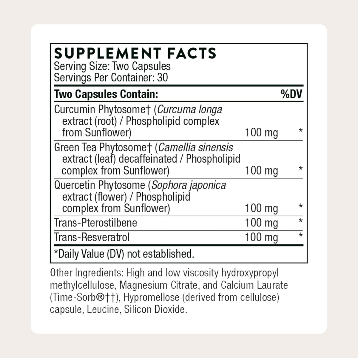 THORNE - Resveratrol Complex - Supports Healthy Aging* - Trans-Resveratrol Supplement with Green Tea, Quercetin & Curcumin Phytosome - Third-Party Certified - Gluten, Dairy & Soy-Free - 60 Capsules