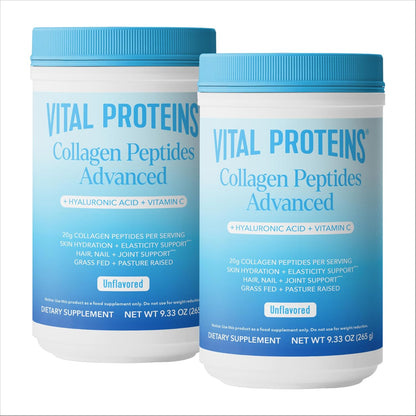 Vital Proteins Collagen Peptides Powder Advanced with Hyaluronic Acid & Vitamin C, Collagen Supplements, Unflavored, 12 Servings