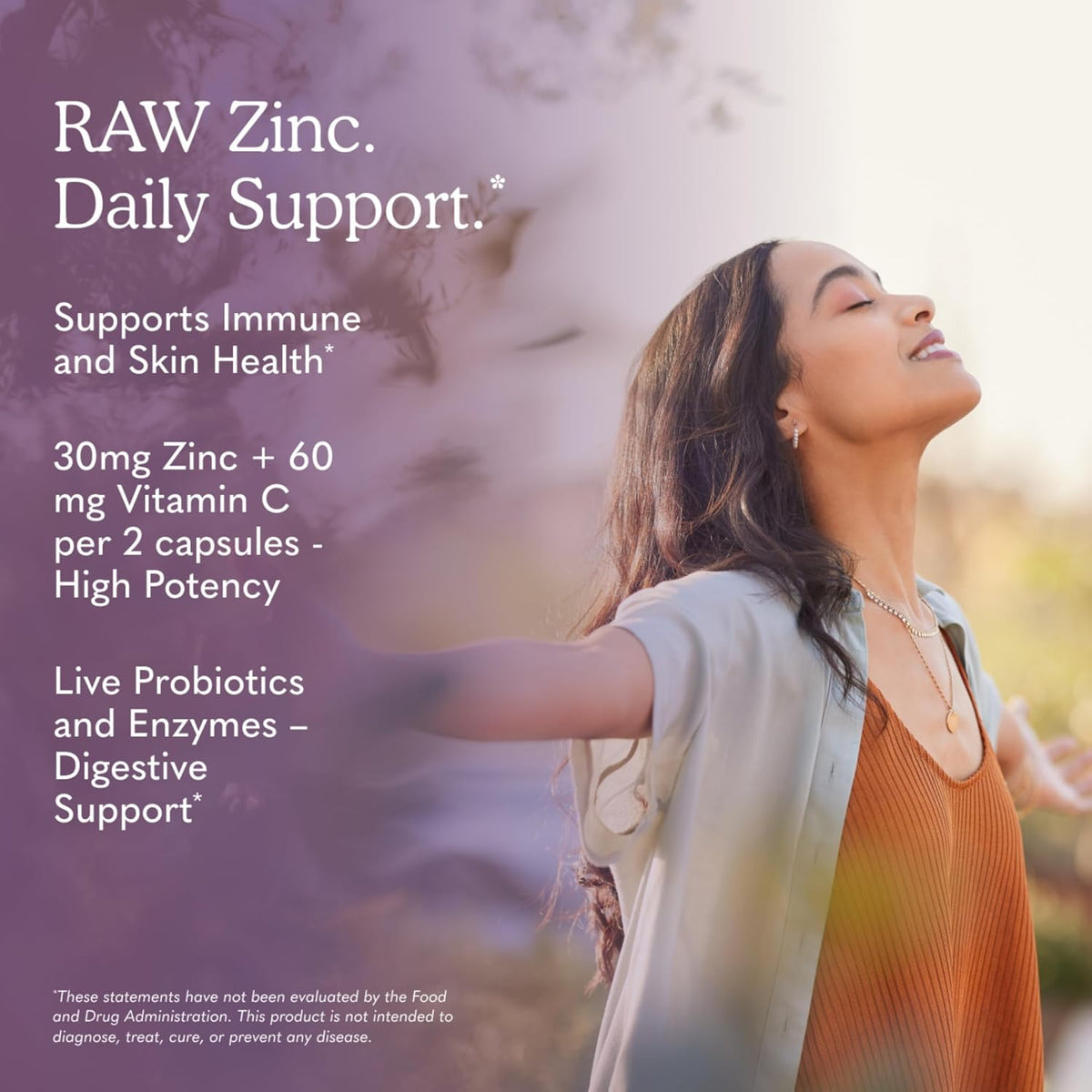 Garden of Life Vitamin Code Raw Zinc Supplement 30mg with Vitamin C, Whole Food Supplement for Immune Support, Skin Health, Eye Health and Prostate Health, 60 Vegan Capsules