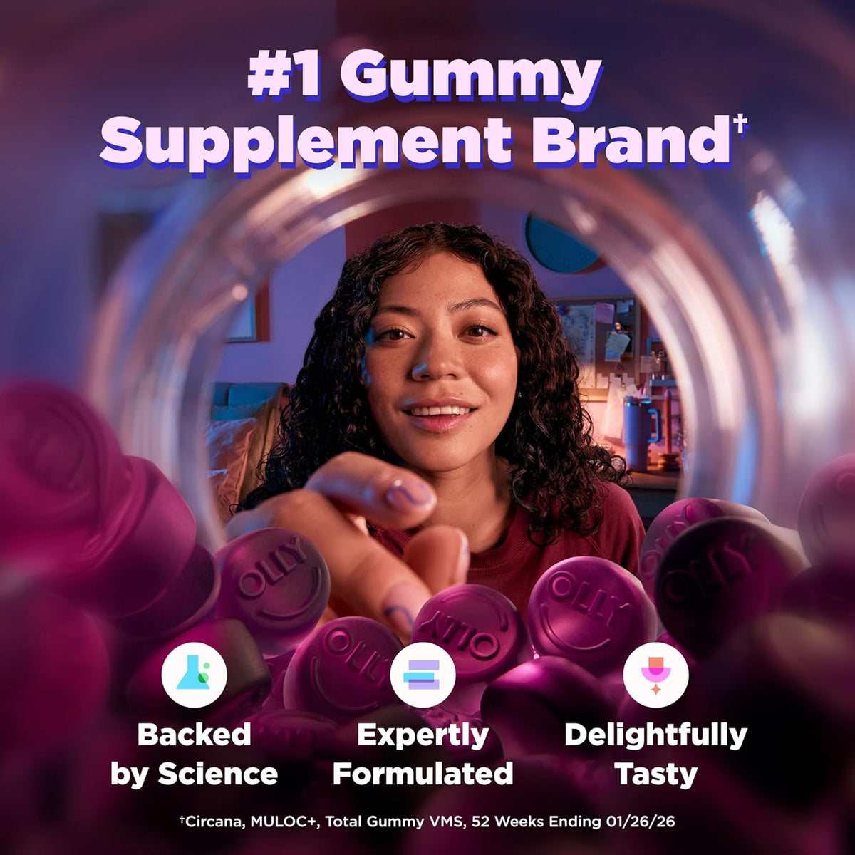 OLLY Max Strength Sleep Gummy, 10mg Melatonin, L-Theanine, Chamomile, Lemon Balm, Sugar Free, Vegetarian Sleep Aid, Strawberry - 50 Count