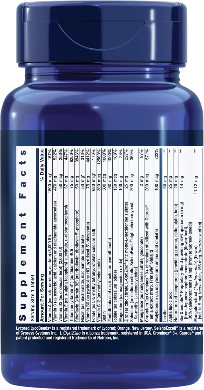 Life Extension One-Per-Day Multivitamin – Packed with Over 25 Vitamins, Minerals & Plant Extracts, Quercetin, 5-MTHF Folate & More – 1-Daily, Non-GMO, Gluten-Free – 60 Tablets