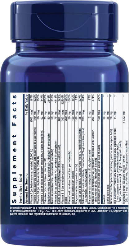 Life Extension One-Per-Day Multivitamin – Packed with Over 25 Vitamins, Minerals & Plant Extracts, Quercetin, 5-MTHF Folate & More – 1-Daily, Non-GMO, Gluten-Free – 60 Tablets