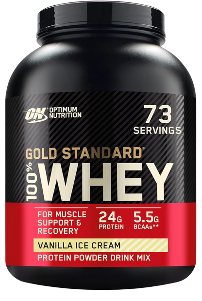 Optimum Nutrition Gold Standard 100% Whey Protein Powder, Vanilla Ice Cream, 1/2/5 Lbs