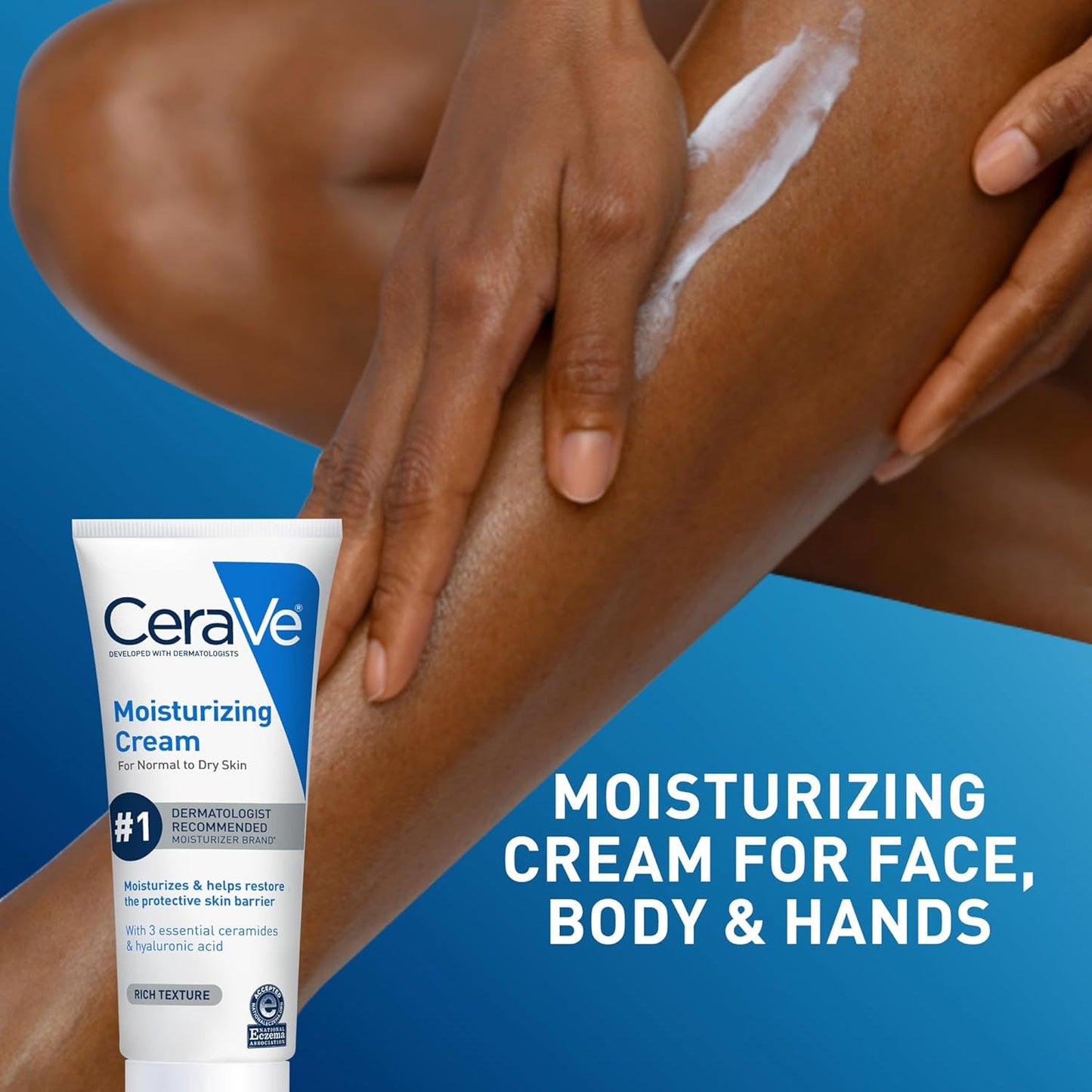 CeraVe Moisturizing Cream, Face Body Moisturizer, Normal to Dry Skin 8/19 Oz