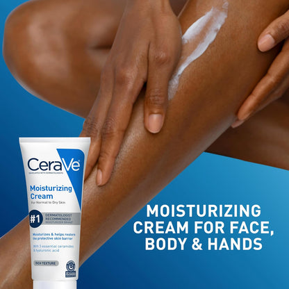 CeraVe Moisturizing Cream, Face Body Moisturizer, Normal to Dry Skin 8/19 Oz