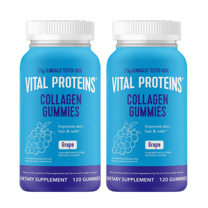 Vital Proteins Collagen Gummies, 2.5g of Clinically-Tested Collagen for Hair, Skin, Nails & Wrinkles, 120 ct, 30-Day Supply, Grape Flavor