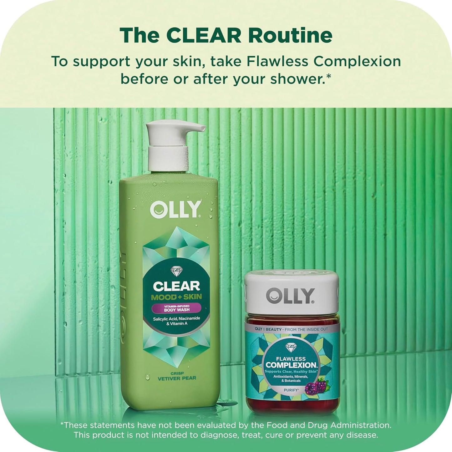 OLLY Body Wash Clear Mood + Skin with salicylic acid, niacinamide & vitamin A for smoother skin 17 Fl Oz