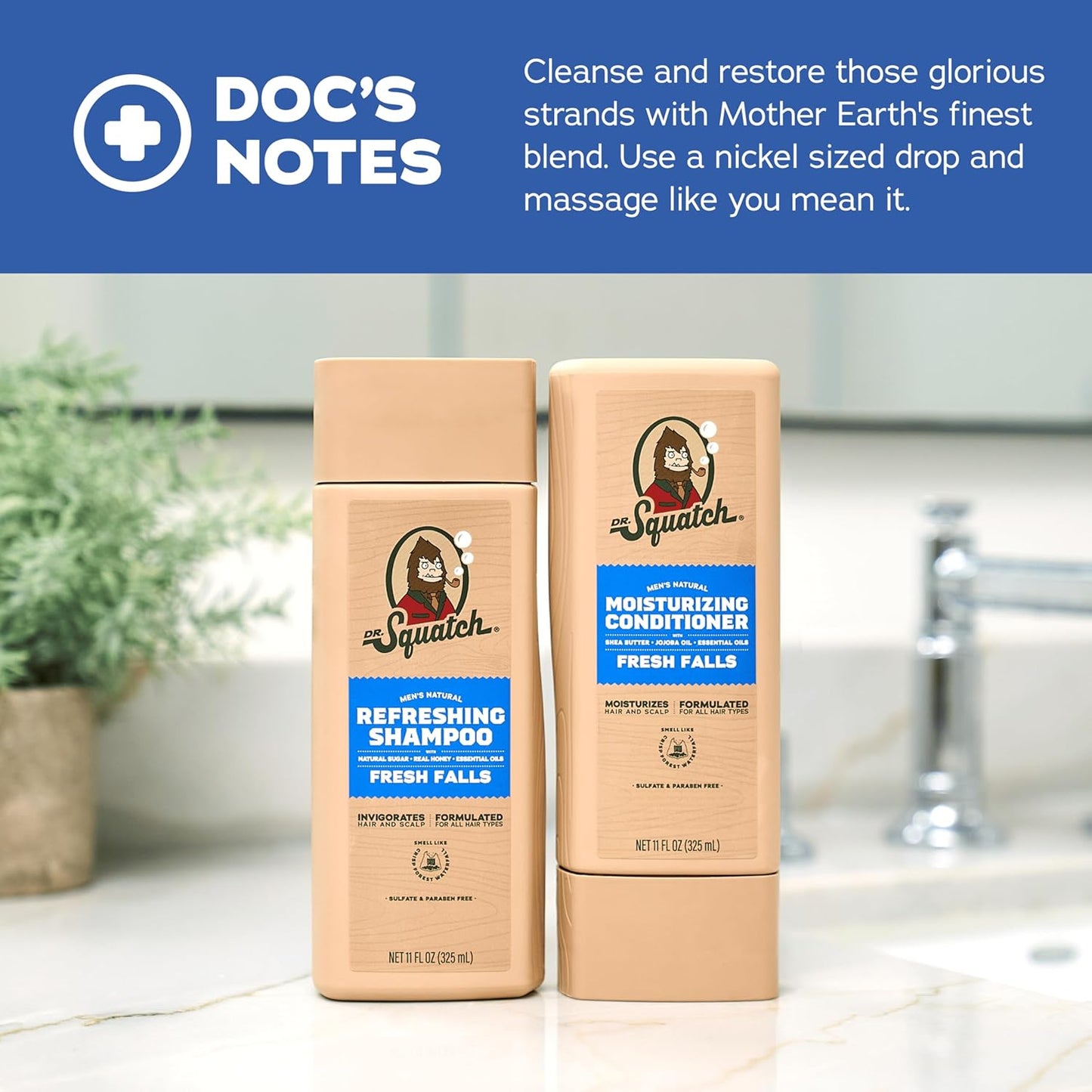 Dr. Squatch Natural Men's Shampoo and Conditioner Set - 5 Flavor's, Fresh Falls/Coconut Castaway/ Pine Tar/ Summer Citrus/ Wood Barrel Bourbon