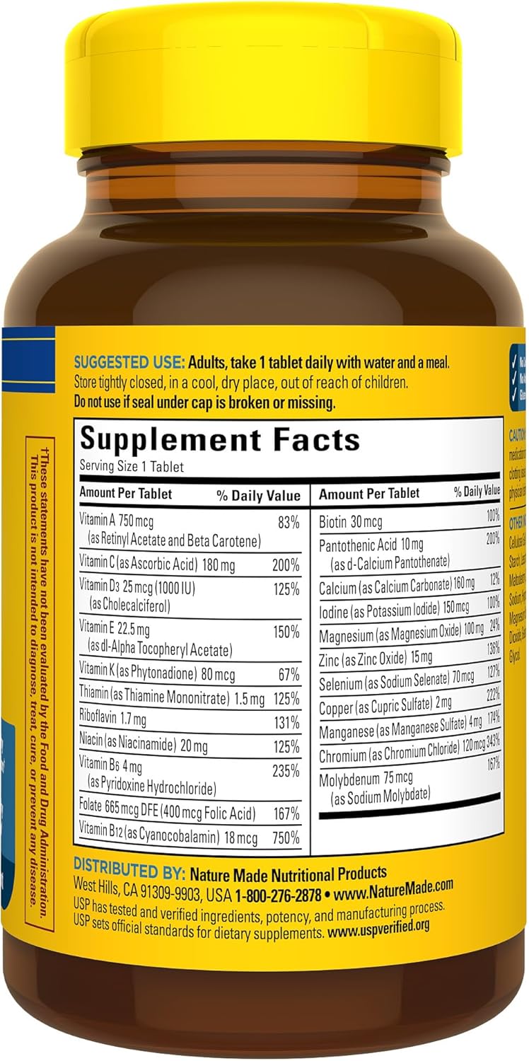 Nature Made Multivitamin for Him, Mens Multivitamins with No Iron, Daily Nutritional Support, Nature Made Multi Mens Vitamins & Minerals, 90 Tablets, 90 Day Supply