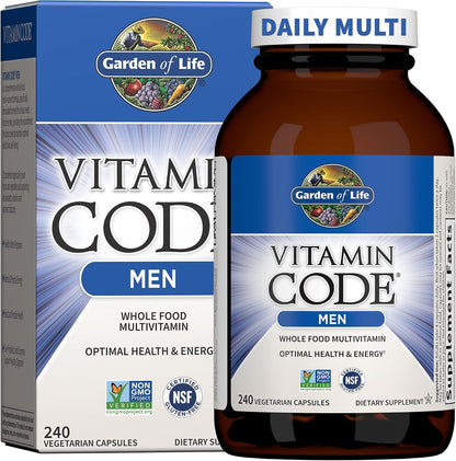 Garden of Life Vitamin Code Whole Food Multivitamin for Men, Fruit & Veggie Blend and Probiotics for Energy, Heart, Prostate Health, 120 Count