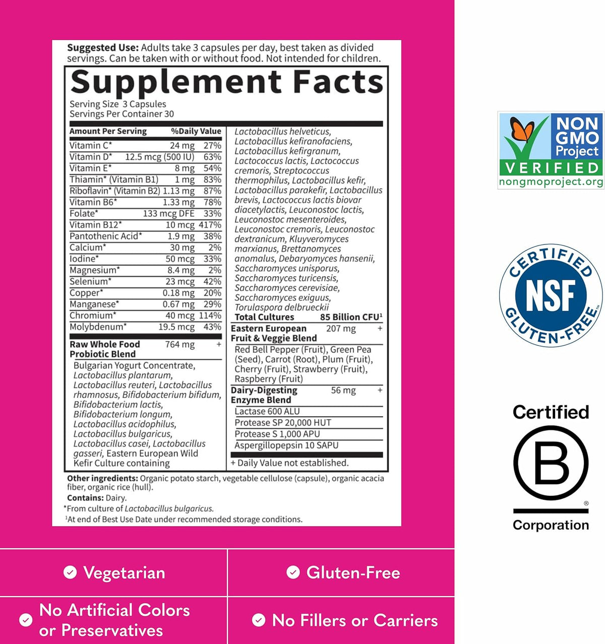 Garden of Life Raw Probiotics Women - 32 Strains - Dietary Supplement for Immune, Digestive & Vaginal Health Support - Aids Female Health - 90 Vegetarian Capsules