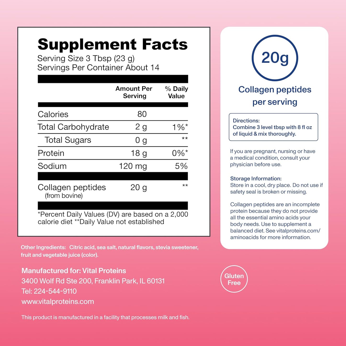Vital Proteins Strawberry Lemonade Collagen Peptides Powder - 11.34oz