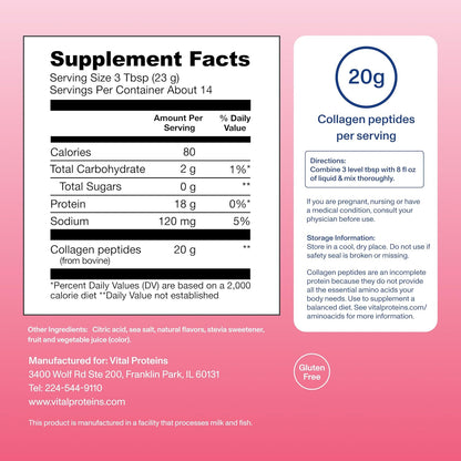 Vital Proteins Strawberry Lemonade Collagen Peptides Powder - 11.34oz