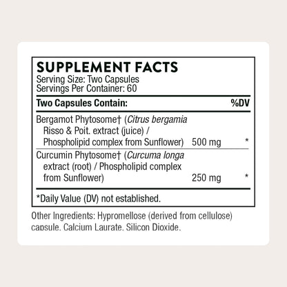 THORNE - Metabolic Health - Bergamot & Curcumin Phytosome Supplement to Aid Weight Management - Supports Healthy Fat Metabolism to Promote a Healthy Liver* - Third-Party Certified - 120 Capsules