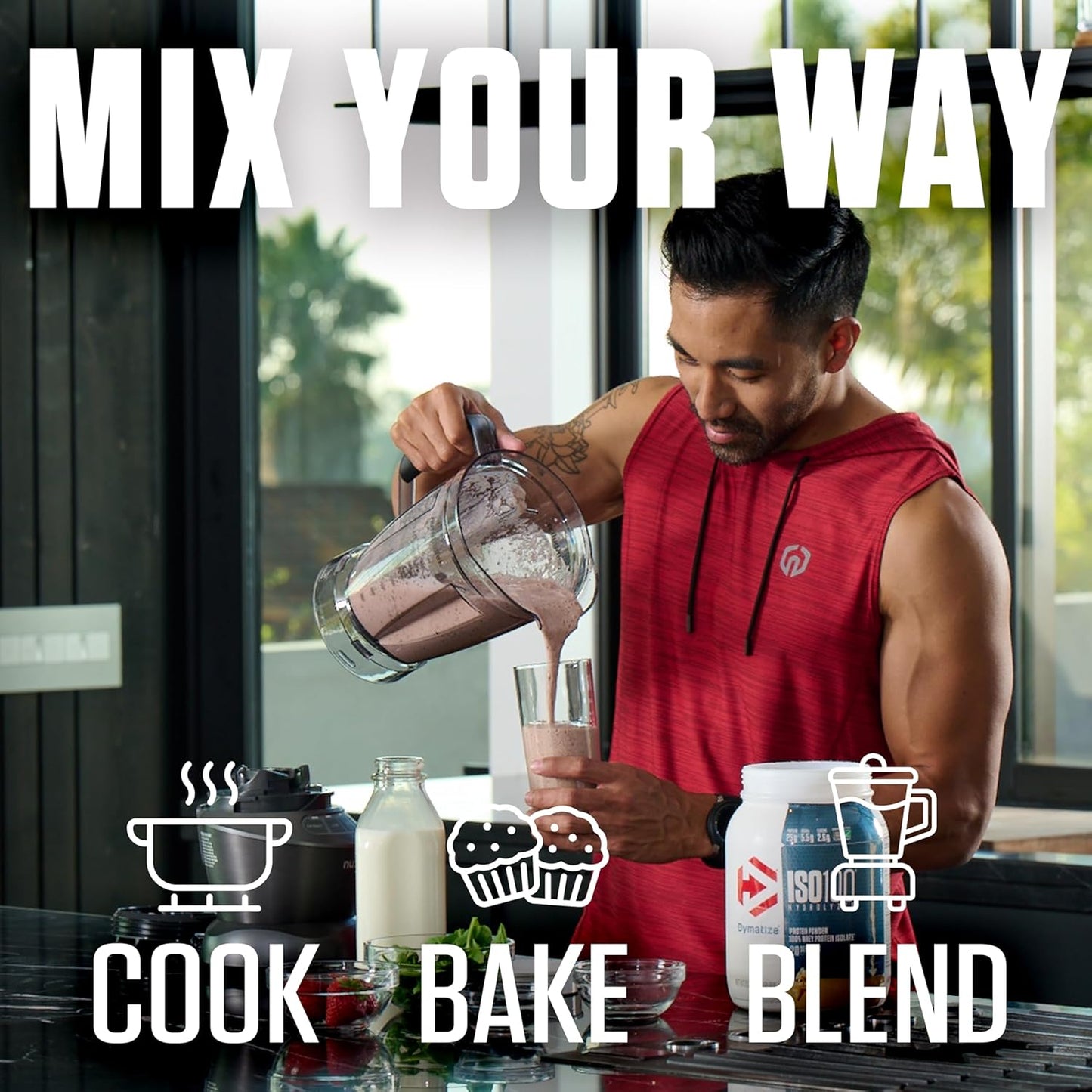 Dymatize x Dunkin' Cappuccino ISO100 Whey Protein Powder, 95mg Caffeine, 25g of Protein5.5g BCAAs, 120 Cal., Gluten Free, 1g Fat, 1g Sugar, 2g Carb