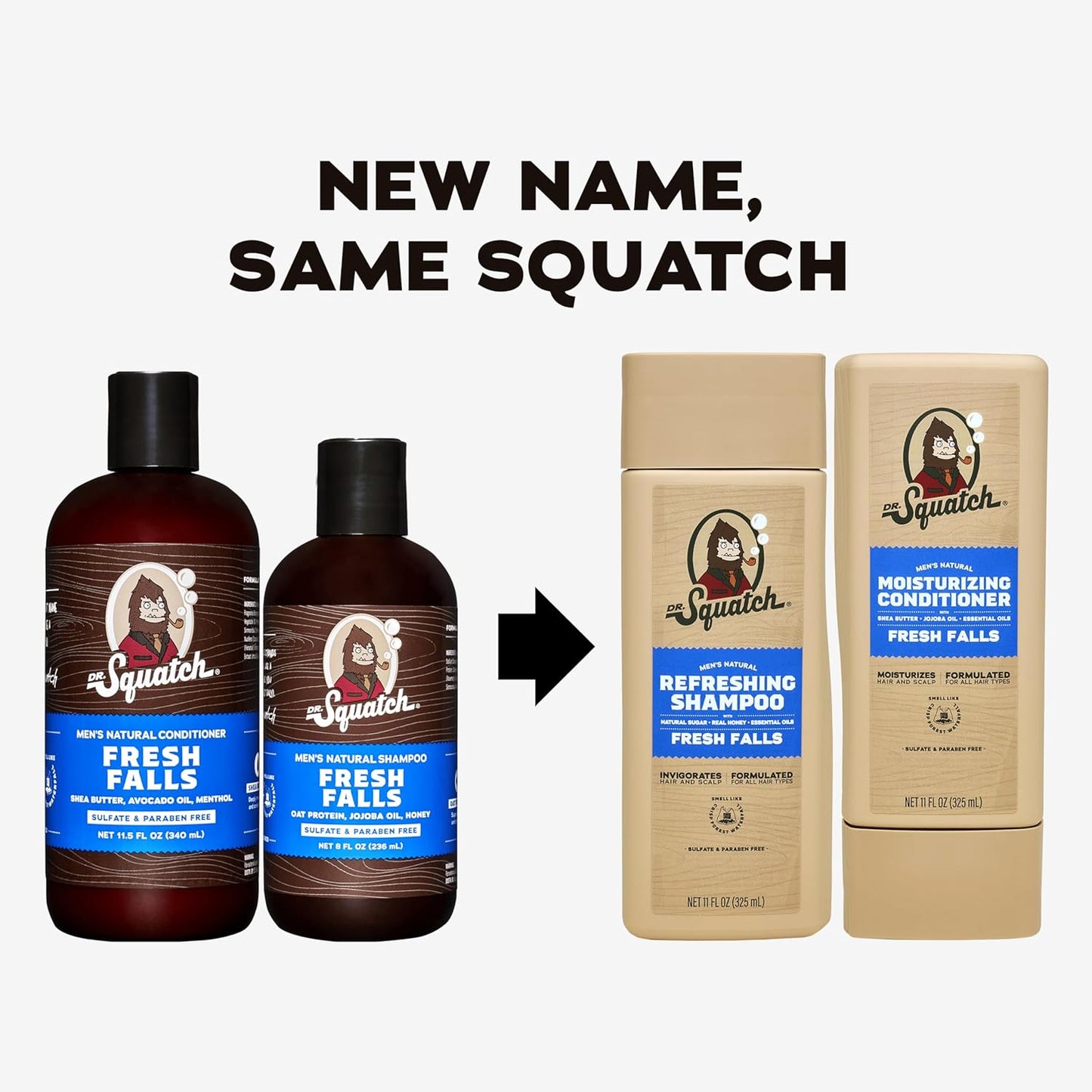 Dr. Squatch Natural Men's Shampoo and Conditioner Set - 5 Flavor's, Fresh Falls/Coconut Castaway/ Pine Tar/ Summer Citrus/ Wood Barrel Bourbon