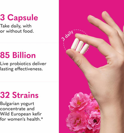 Garden of Life Raw Probiotics Women - 32 Strains - Dietary Supplement for Immune, Digestive & Vaginal Health Support - Aids Female Health - 90 Vegetarian Capsules