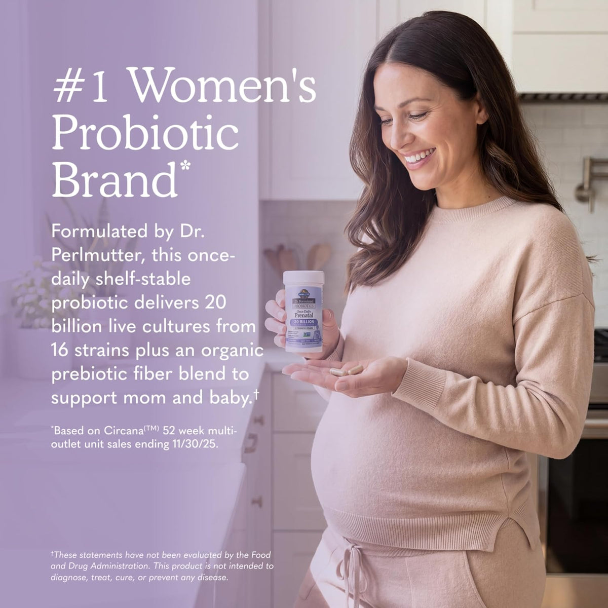 Garden of Life Dr. Formulated Probiotics Once Daily Prenatal - 20 Billion CFU - Dietary Supplement for Mom & Baby - Shelf Stable - 30 Vegetarian Capsules
