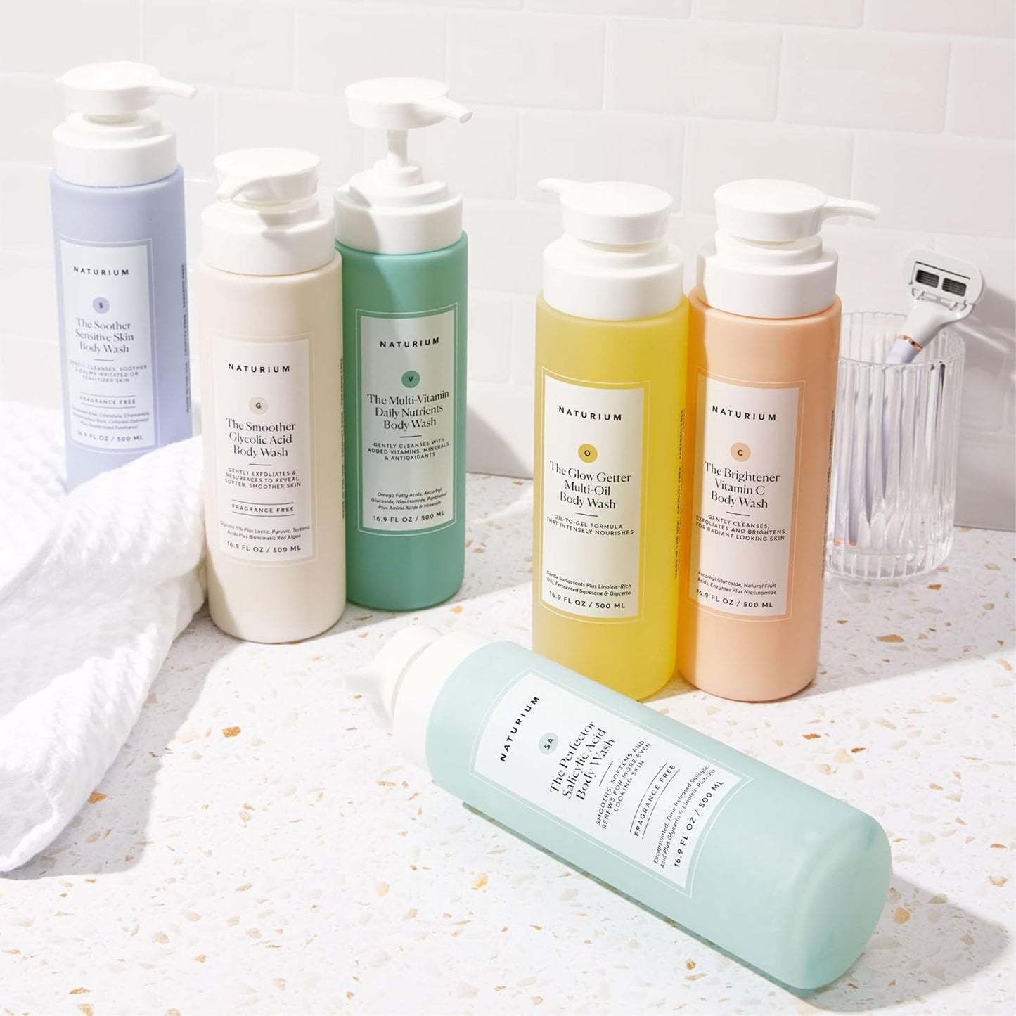 Naturium The Perfector/Booster/Brightener/Energizer/Glow Getter/Multi Vitamin Body Wash, Gentle & Smoothing Cleanser - 16.9 Fl Oz