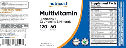 Nutricost Multivitamin with Probiotics 120 Vegetarian Capsules - Packed with Vitamins & Minerals