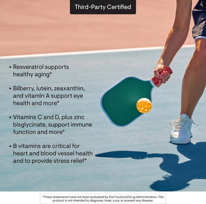 THORNE - Advanced Nutrients - Daily Multivitamin with Antioxidants, Resveratrol & Bilberry - Supports Healthy Aging & Eye Health* - Third-Party Certified - Gluten, Dairy & Soy-Free - 120 Capsules