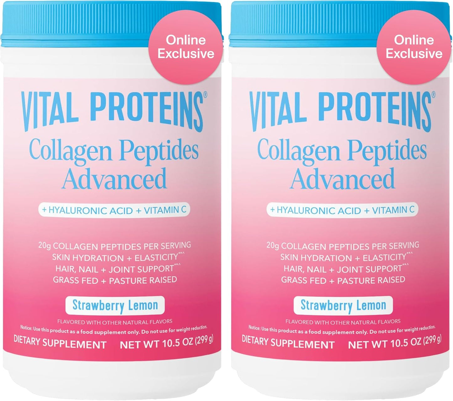 Vital Proteins Collagen Peptides Powder Advanced with Hyaluronic Acid & Vitamin C, Collagen Supplements, Unflavored, 12 Servings