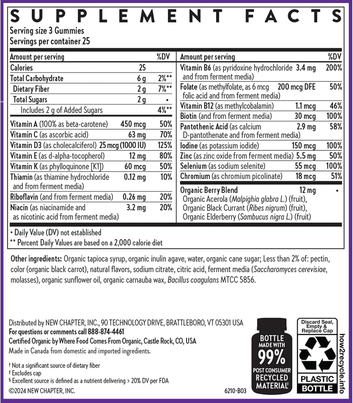 New Chapter Men’s Multivitamin Gummies, 57% Less Sugar, Men’s Gummy Vitamins with Vitamin C, D3 & Zinc, Non-GMO, Gluten Free, Berry-Citrus, 75ct