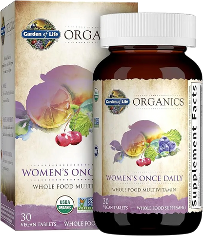 Garden of Life Organics Multivitamin for Women - Women's Once Daily Multi - Whole Food Multi with Iron, Biotin, Vegan Organic Womens Multivitamin for Health, Energy Hair Skin and Nails