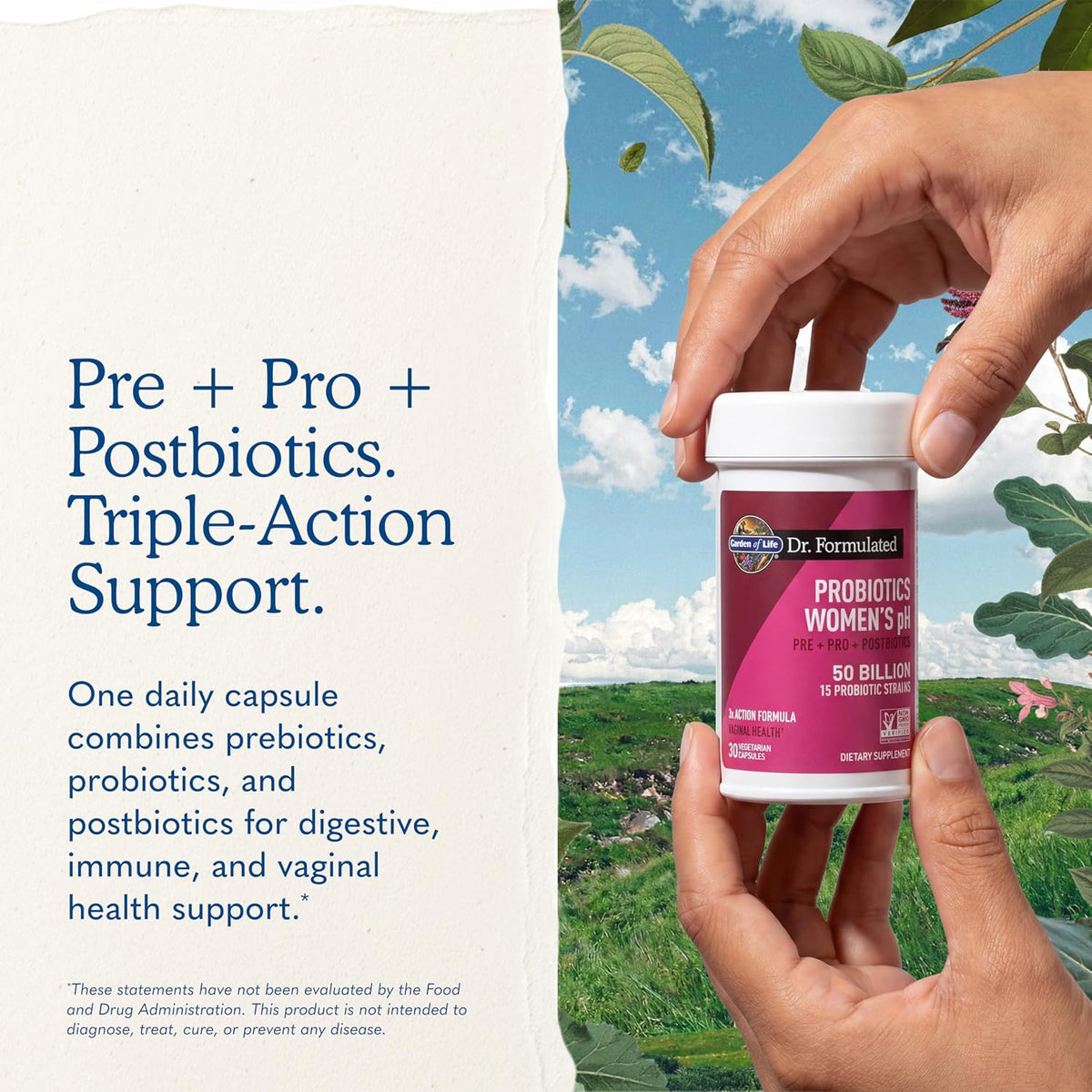 Garden of Life Dr. Formulated Once Daily 3-in-1 Probiotic for Women – Digestive, Immune & Vaginal Health, 30 Day Supply