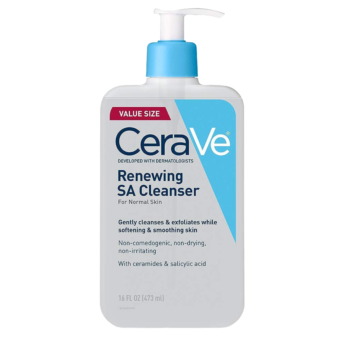CeraVe Renewing Salicylic Acid Cleanser, Formulated With Hyaluronic Acid, Niacinamide, & Ceramides, Gentle BHA Exfoliating Face Wash Smooths & Softens Skin, Non Comedogenic & Fragrance Free, 8/16 Ounce