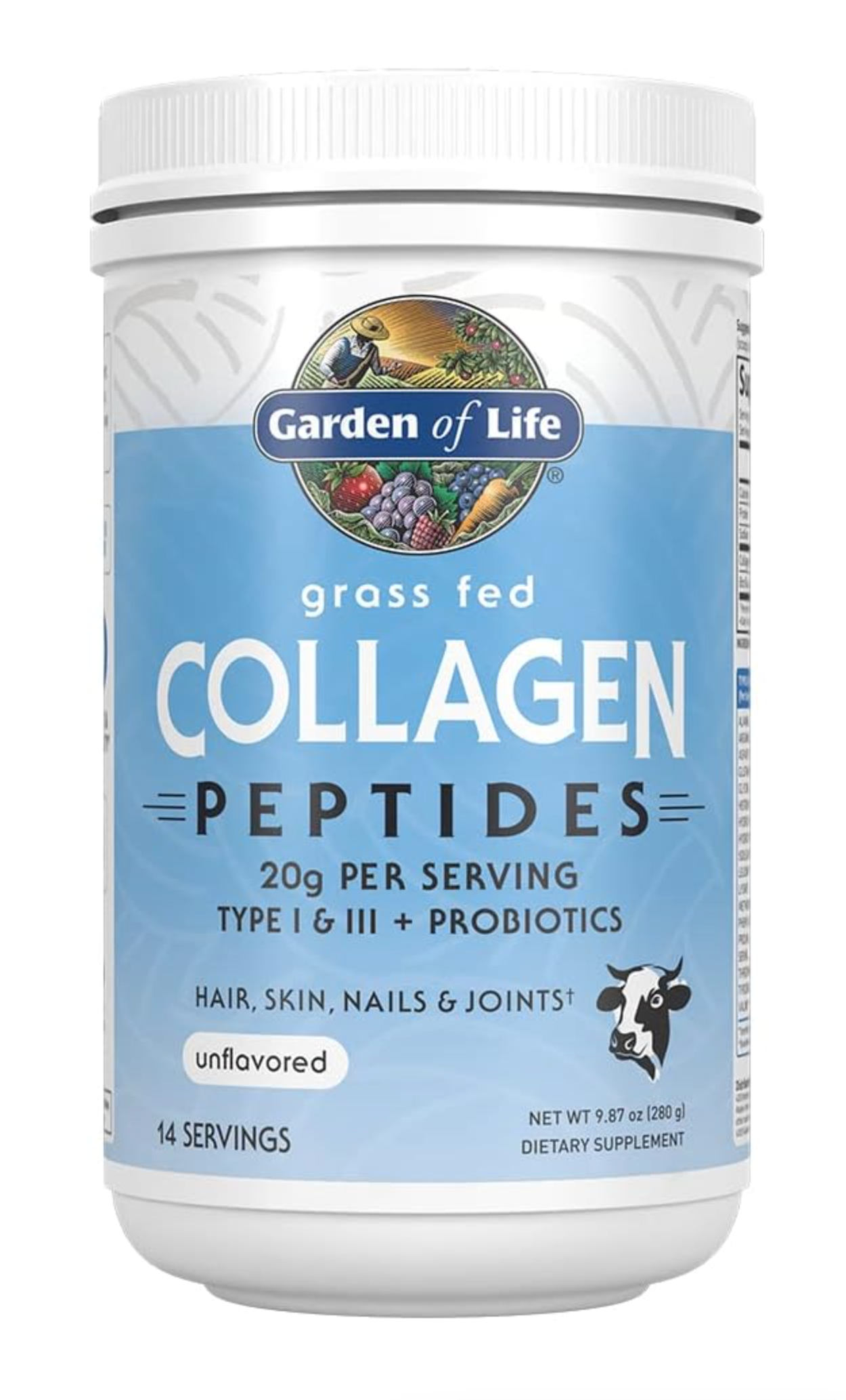 Garden of Life Grass Fed Collagen Peptides Powder Unflavored Collagen Powder for Women Men Hair Skin Nails Joints, Hydrolyzed Collagen Protein Supplements, Collagen for Women & Men