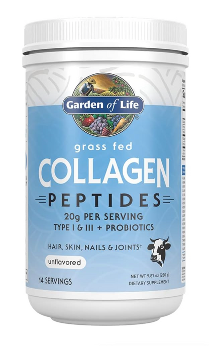 Garden of Life Grass Fed Collagen Peptides Powder Unflavored Collagen Powder for Women Men Hair Skin Nails Joints, Hydrolyzed Collagen Protein Supplements, Collagen for Women & Men