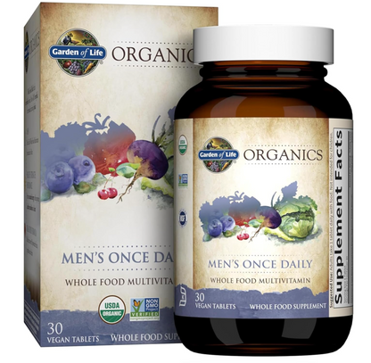 Garden of Life Once Daily Whole Food Multivitamin for Men, Organic Mens Vitamins & Minerals, Vitamin C, Zinc, Vegan, for Health & Well-Being