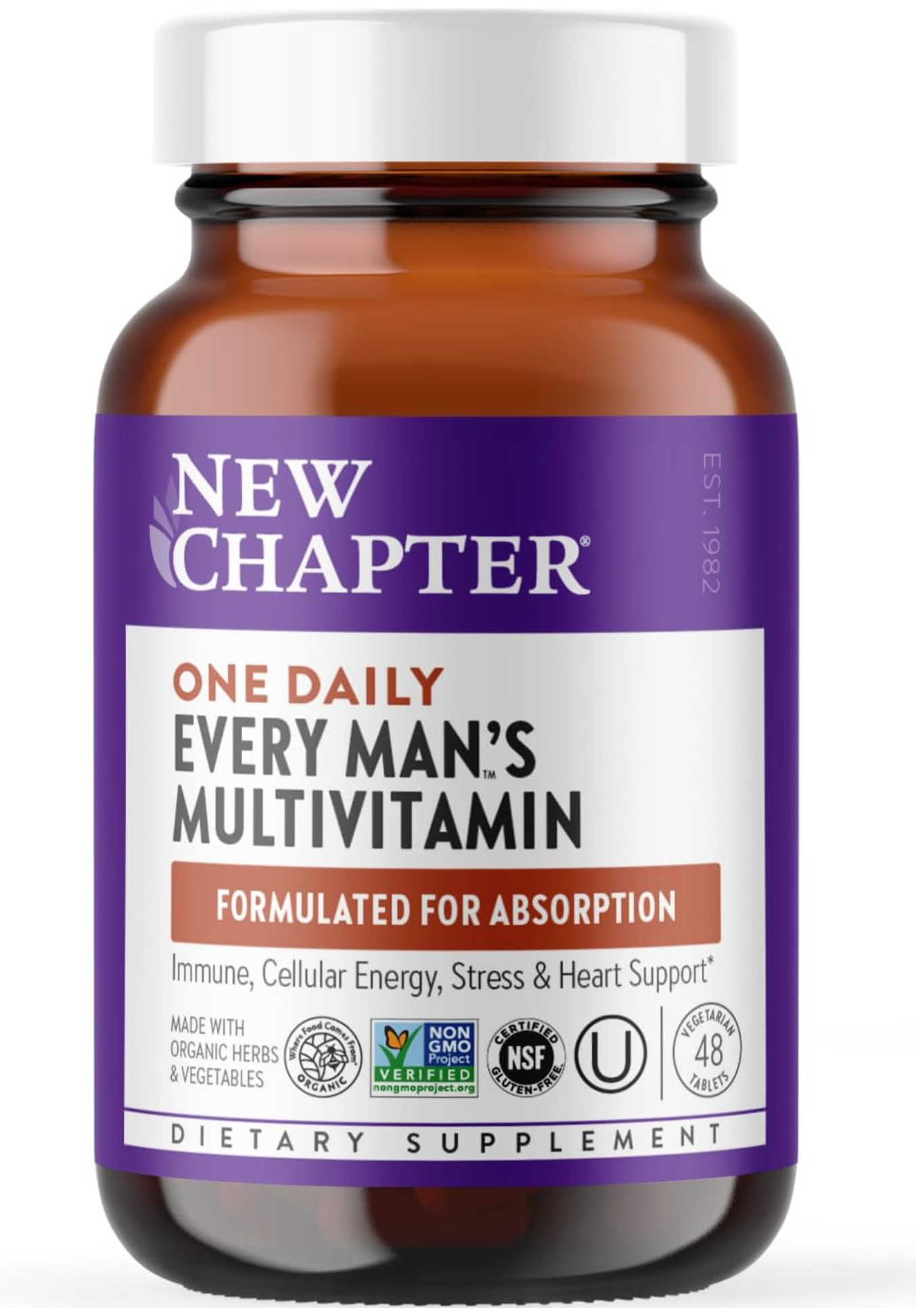 New Chapter Men’s Multivitamin, B6, Extra B12, D3, Vitamin C & Zinc, Immune, Heart, Cellular Energy, and Brain Health, Gentle on The Stomach, One Daily, Non-GMO, Gluten-Fre