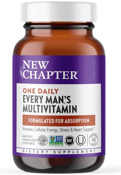 New Chapter Men’s Multivitamin, B6, Extra B12, D3, Vitamin C & Zinc, Immune, Heart, Cellular Energy, and Brain Health, Gentle on The Stomach, One Daily, Non-GMO, Gluten-Fre