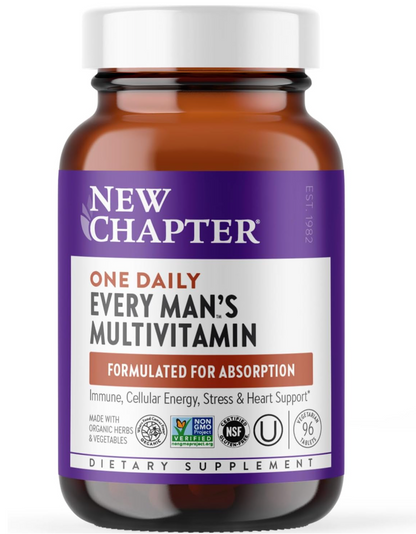 New Chapter Men’s Multivitamin, B6, Extra B12, D3, Vitamin C & Zinc, Immune, Heart, Cellular Energy, and Brain Health, Gentle on The Stomach, One Daily, Non-GMO, Gluten-Fre