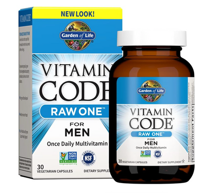 Garden of Life Vitamin Code Raw One for Men, Once Daily Multivitamin, One a Day Mens Vitamins Plus Fruit, Veggies & Probiotics for Mens Health, Vegetarian Multivitamins