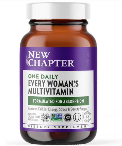 New Chapter Women’s Multivitamin, Iron, B6, B12, Biotin for Hair Growth, D3, Vit C, Zinc for Immune & Stress Support, Gentle on an Empty Stomach, One Daily, Non-GMO, Gluten-Free, 18+,