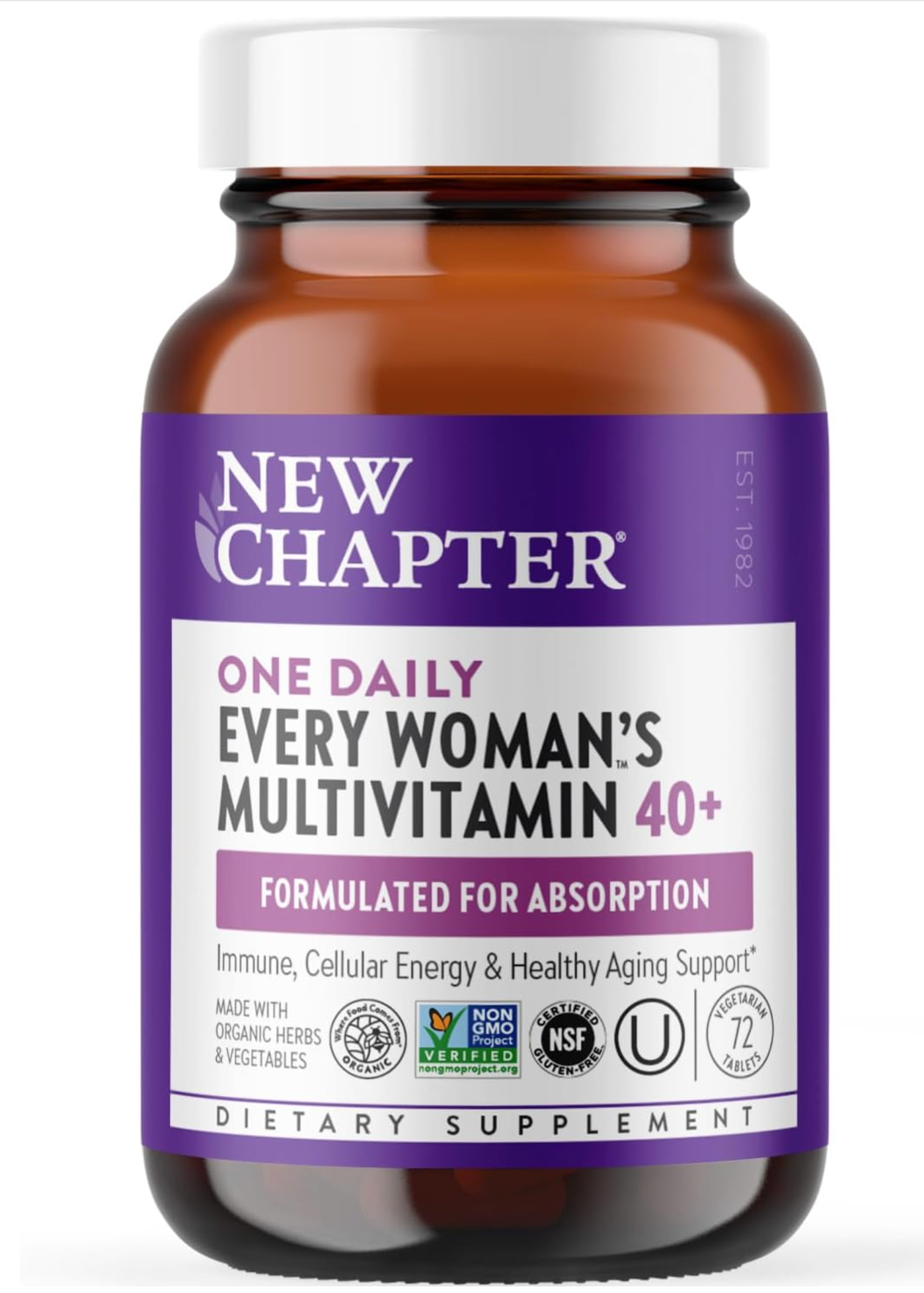 New Chapter Women’s Multivitamin 40+, extra B6 & B12, Biotin for Hair Growth, D3, Vit C, Zinc for Immune & Stress Support, Gentle on an Empty Stomach, One Daily, Non-GMO, Gluten-Free, 48/72/96 Tablets
