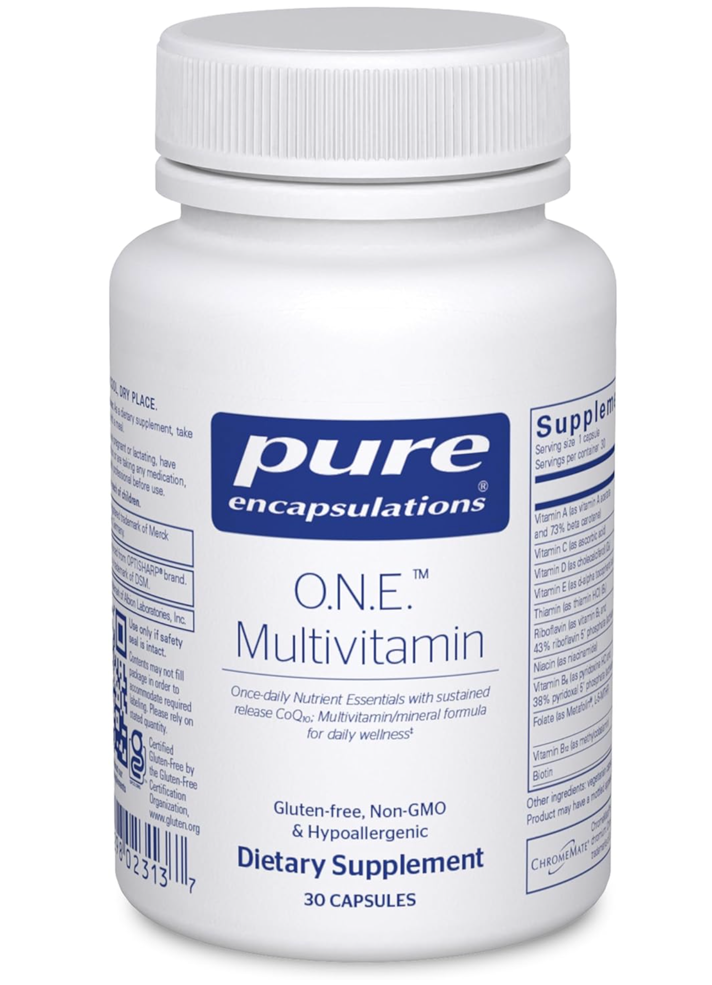 Pure Encapsulations O.N.E. Multivitamin - Once Daily Multivitamin with Antioxidant Complex Metafolin, CoQ10, and Lutein to Support Vision, Cognitive Function, and Cellular Health - 30/60/120 Capsules
