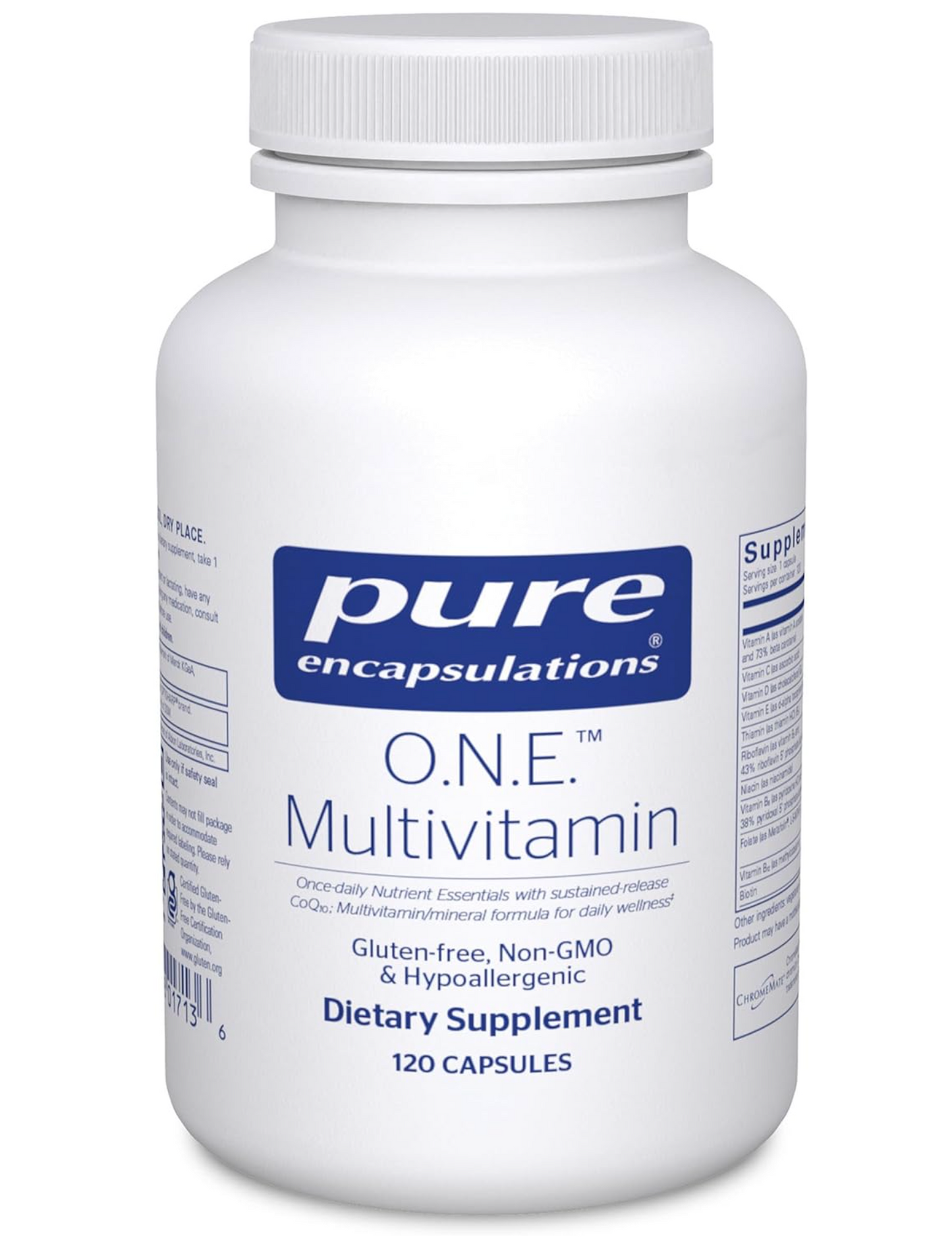 Pure Encapsulations O.N.E. Multivitamin - Once Daily Multivitamin with Antioxidant Complex Metafolin, CoQ10, and Lutein to Support Vision, Cognitive Function, and Cellular Health - 30/60/120 Capsules