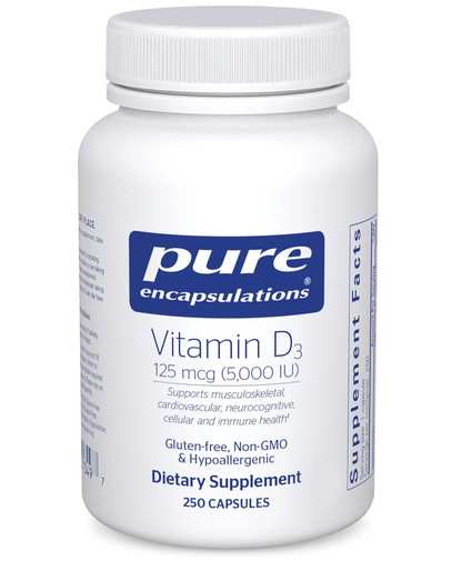 Pure Encapsulations Vitamin D3 125 mcg (5,000 IU) - Supplement to Support Bone, Joint, Breast, Heart, Colon, and Immune Health* - with Vitamin D - 120 Capsules