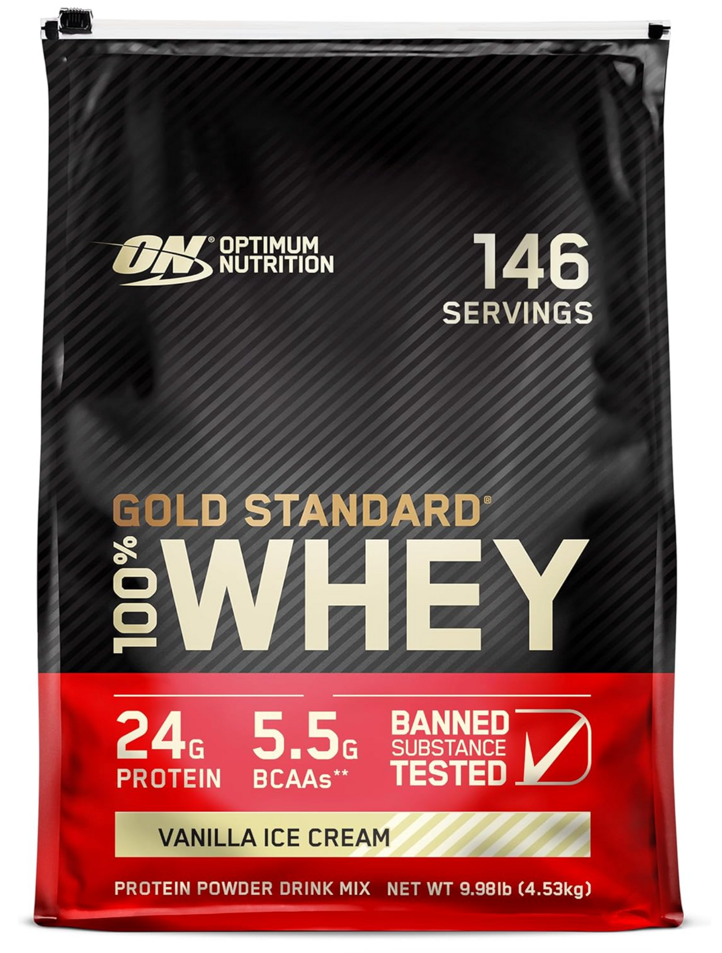 Optimum Nutrition Gold Standard 100% Whey Protein Powder, Vanilla Ice Cream, 1/2/5 Lbs