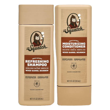 Dr. Squatch Natural Men's Shampoo and Conditioner Set - 5 Flavor's, Fresh Falls/Coconut Castaway/ Pine Tar/ Summer Citrus/ Wood Barrel Bourbon